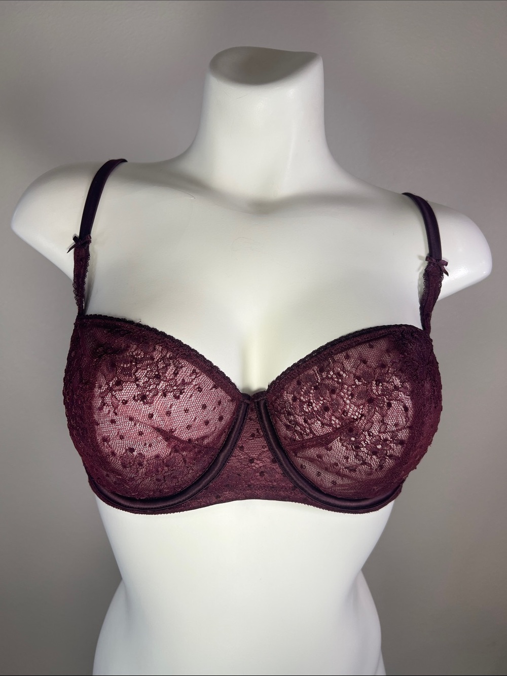 Victoria's Secret Dream Angels Wine Lace Unlined Balconet Underwire Bra36D